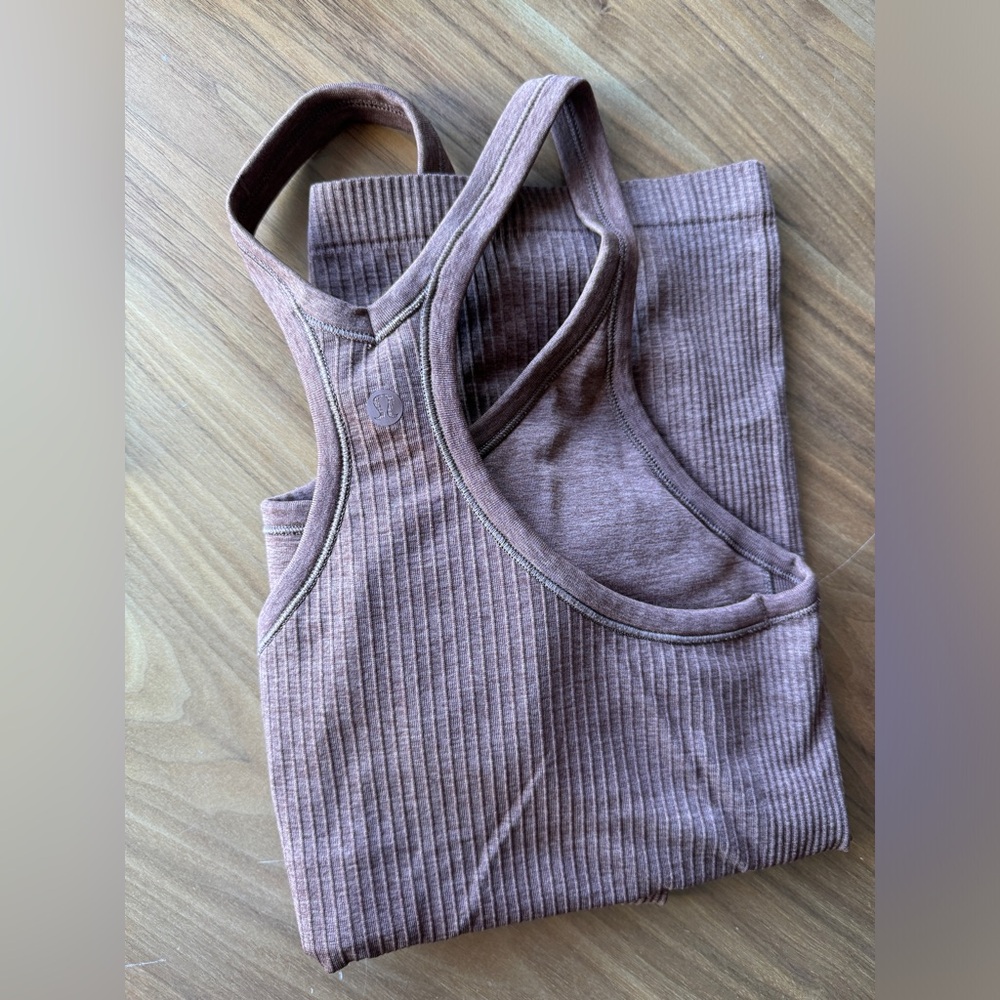 Brown Ribbed Tank Top